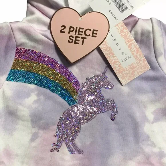 Btween Baby Girls Leggings and Fleece Hoodie Outfit 12 -24 Months Lavender Pink‎ - Picture 4 of 9